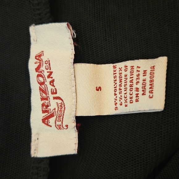 Vtg ARIZONA JEAN Co. Black Sheer Mesh Ruffle Trouble Maker Embroidered Top - Picture 7 of 7